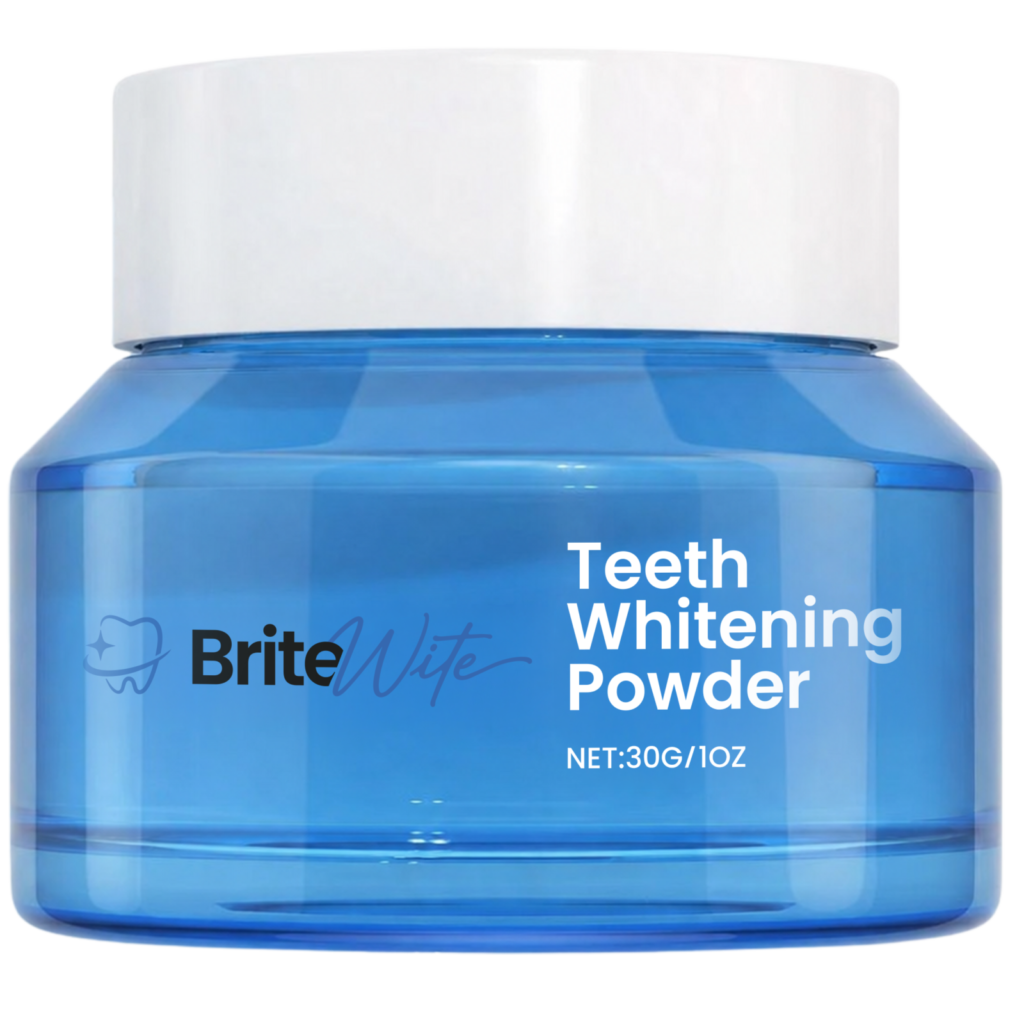 BriteWite no-peroxide teeth whitening powder jar