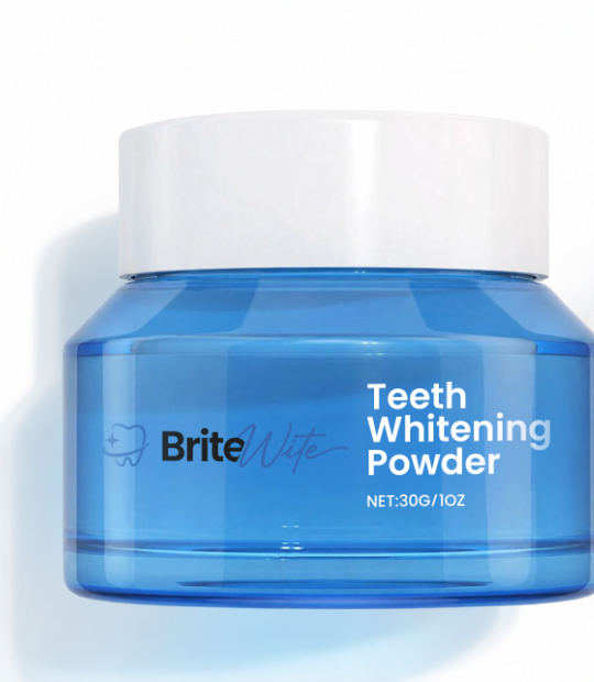 BriteWite no-peroxide teeth whitening powder jar